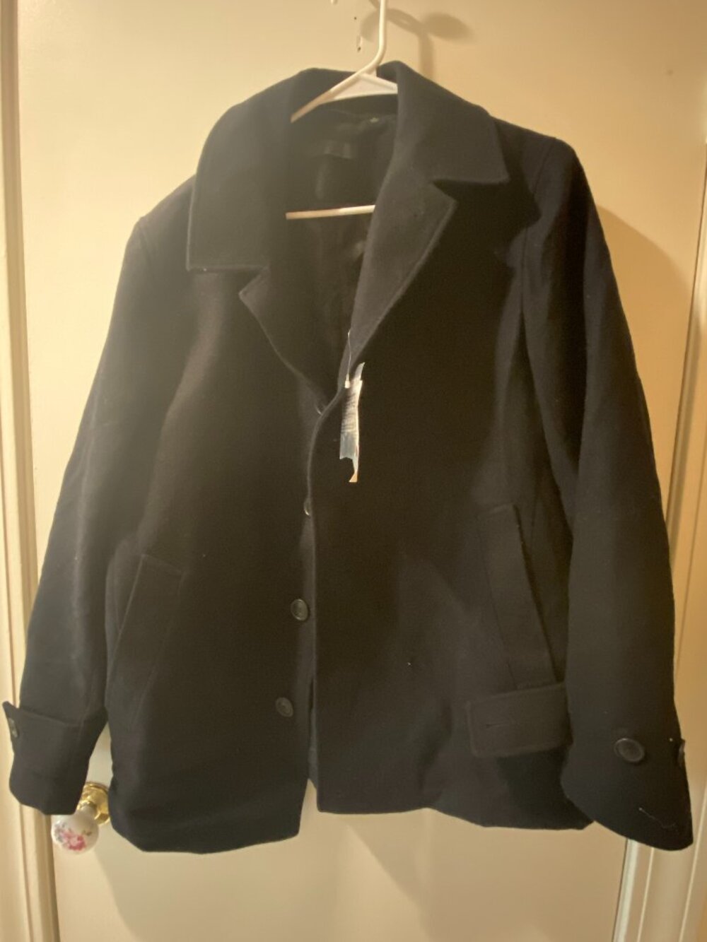 Uniqlo black wool blended single coat men size M NWT